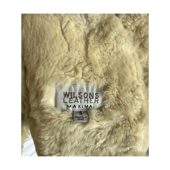 Vintage Wilsons Maxima Tan Suede Leather Coat Jacket, Faux Shearling Fur, Small - Picture 7 of 8